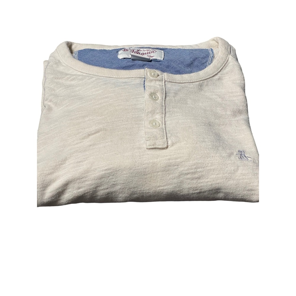 Original Penguin Mens XL Long Sleeve Slub Henley Shirt Oatmeal Heather XL - Picture 11 of 11